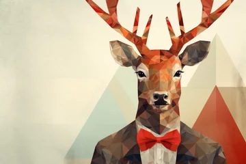 Möbelaufkleber elegant christmas deer abstract christmas card © krissikunterbunt