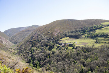 Beveraso, town of Allande, Asturias, nestled in the Sierra de Muriellos, where the Alcornocal is located protected with the Natura 2000 Network of the Navia