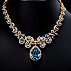 Sumptuous Sapphire and Gold Leaf Necklace
