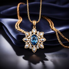 Majestic Sapphire Floral Pendant Necklace
