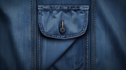 An illustration set featuring a realistic jeans texture back pocket patch. 3d blue denim fabric pattern with stitch in a transparent background. Illustration set of pants accessories with seams and