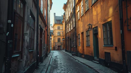 Fototapeten Beautiful street of Old Town in Stockholm Sweden © Hassan