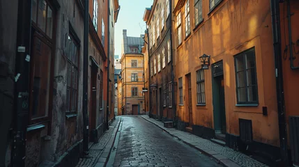 Cercles muraux Stockholm Beautiful street of Old Town in Stockholm Sweden