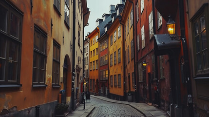 Beautiful street of Old Town in Stockholm Sweden