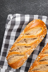 bun whole grain dough buns fresh baked goods Cooking appetizer meal food snack on the table copy space food background rustic top view