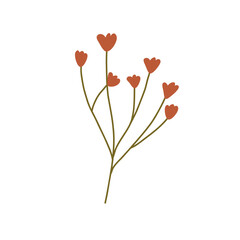 Cute autumn flower, cartoon flat vector illustration isolated on white background. Hand drawn fall botany element.