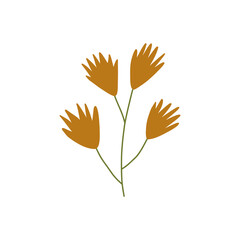 Autumn botany design element, cartoon flat vector illustration isolated on white background. Cute hand drawn plant in fall colors.