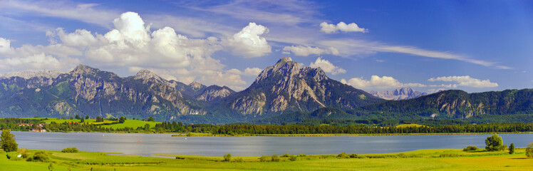   panorama view to landscape in region Allgau in Bavaria