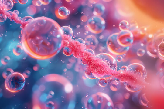 A scene depicting the molecular breakdown of glucose during cellular respiration, highlighting the r