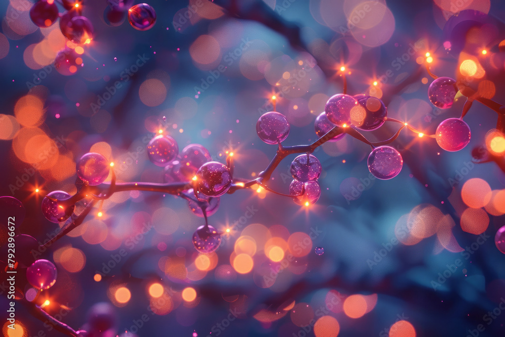 Leinwandbilder an image of a fragrance molecule binding to olfactory receptors, translating chemical structures int