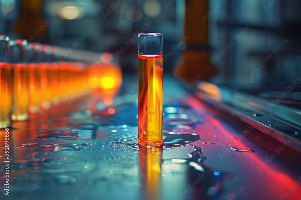 Poster a photograph of litmus paper turning red when dipped into an acidic solution, visually indicating th