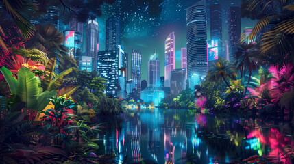 a series of full-color backgrounds that captivate the viewer with their vibrancy and versatility. Picture a lush tropical paradise, with rich emerald green foliage, vibrant flowers in shades of magent