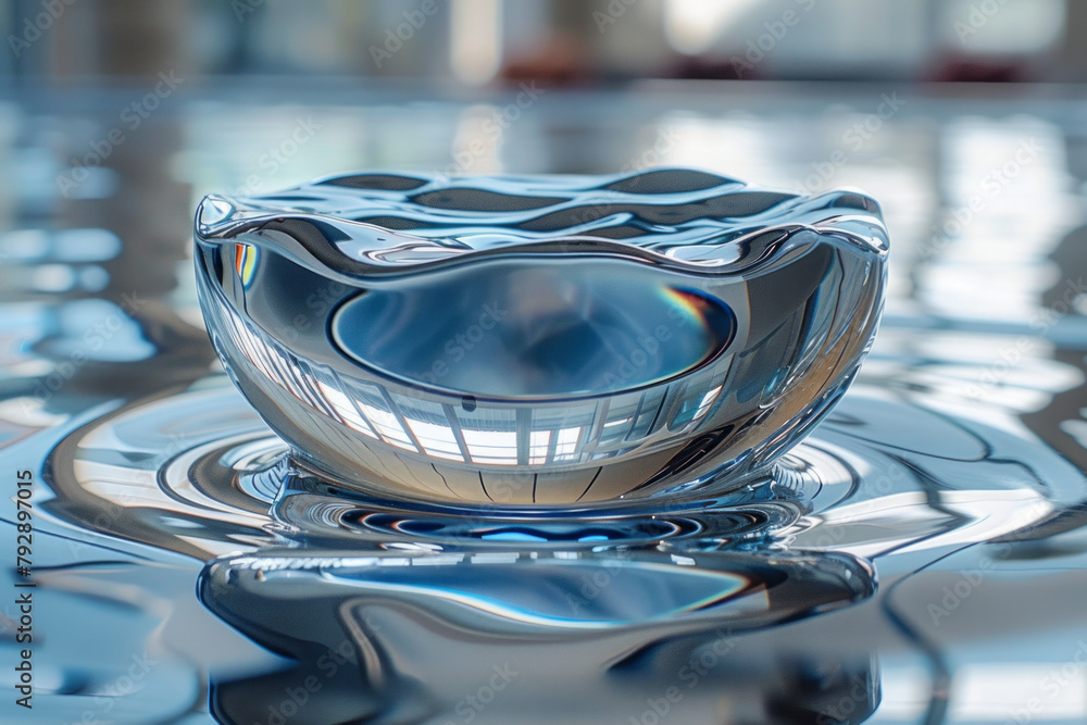 Poster An image of a silver mirror reaction, where the inside of a flask turns shiny and reflective as silv