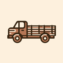 Classic Hauler: Vintage Truck Illustration, Ideal for Logo and Icon Use, Evoking Nostalgia and Timeless Style.