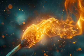 A photograph of a safety match igniting, the head bursting into flame due to the friction-induced he