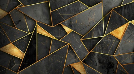 Visualize a composition where gilded geometry takes center stage, featuring abstract luxury...