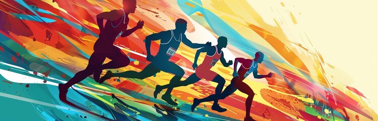 illustrated runners for background of a competition