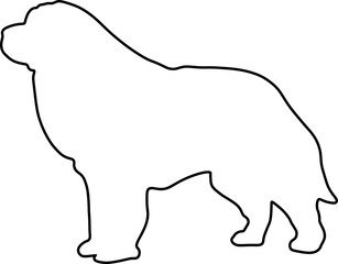 Great Pyrenees Dog Silhouette Outline Graphic Design with Transparent Background
