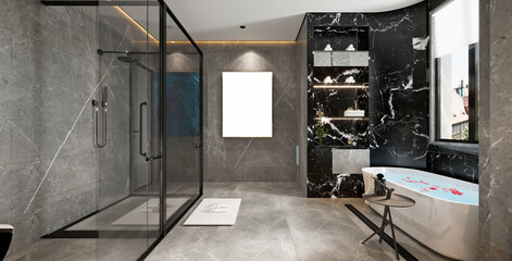 3d render of luxury bathroom interior
