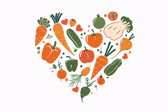 a heart shaped picture of vegetables
