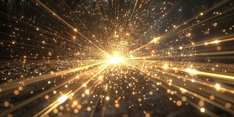 Fototapeta premium golden light burst speed montion background,, Gold Particles Explosion. Motion speed Background., christmast