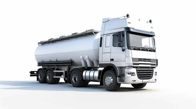 recommend clip art: Visualize a powerful and isolated fuel tanker truck against a pristine white background, resembling a mobile refueling fortress