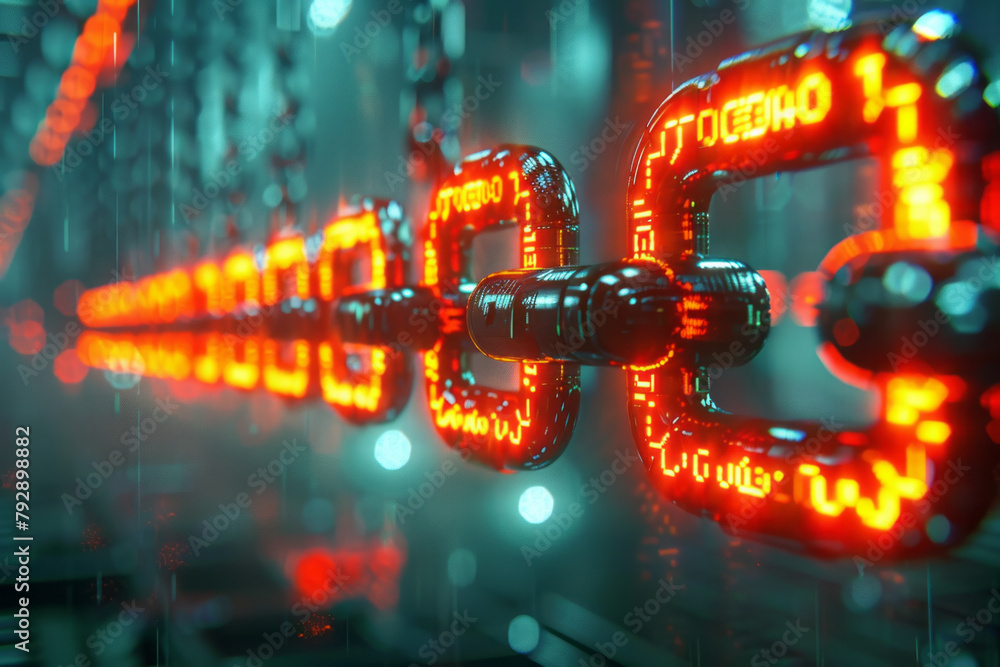 Aufkleber a scene showing an animated transaction on the blockchain, visualizing the encryption and movement o