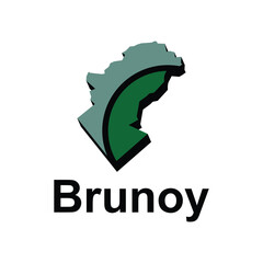 Map of Brunoy design illustration, vector symbol, sign, outline, World Map International vector template on white background