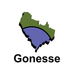 Map of Gonesse design illustration, vector symbol, sign, outline, World Map International vector template on white background