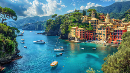 Beautiful view of Portofino Liguria Italy