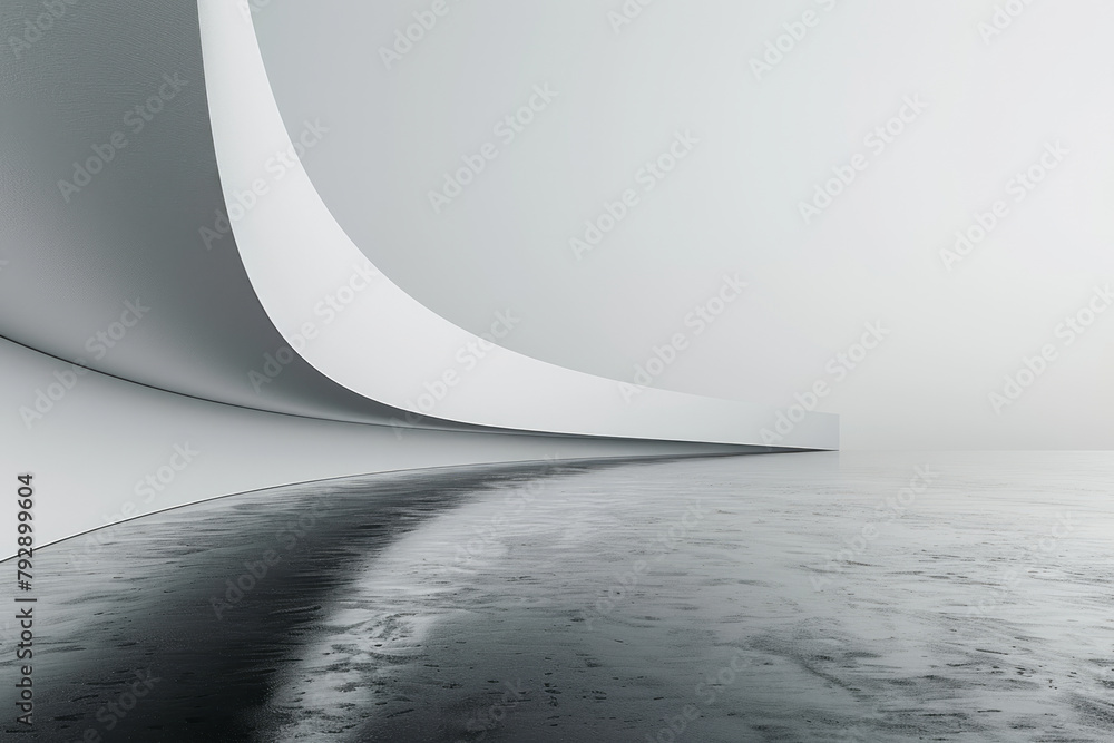 Aufkleber an image of a stark white gallery wall with a single black line that curves gently across the surfac