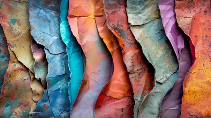 A colorful collage of paper with a variety of colors and textures