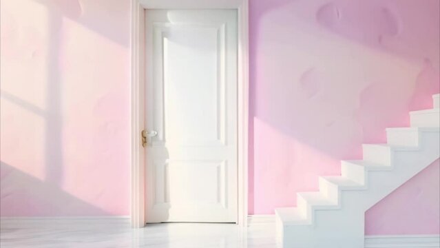 video empty room with stairs and closed door