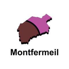Map of Montfermeil design illustration, vector symbol, sign, outline, World Map International vector template on white background