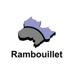Map of Rambouillet design illustration, vector symbol, sign, outline, World Map International vector template on white background - obrazy, fototapety, plakaty