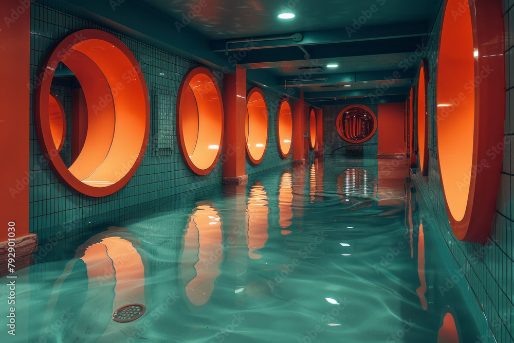 Aufkleber a labyrinth of mirrors where each reflection leads to an alternate, surreal version of the same spac