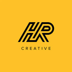 Alphabet Letters HR RH Creative Luxury Logo Initial Based Monogram Icon Vector Elements.