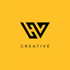 Alphabet Letters HV VH Creative Luxury Logo Initial Based Monogram Icon Vector Elements.