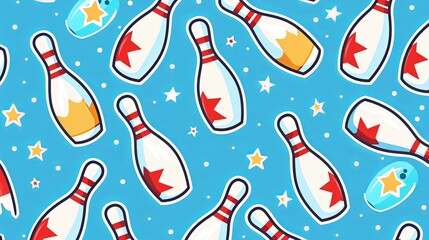 seamless pattern with Bowling Pin 