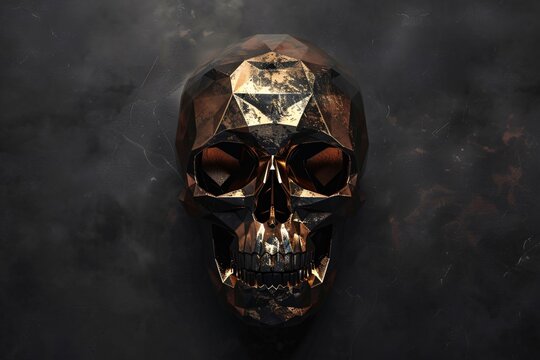 a gold and black skull