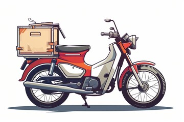 Obraz premium delivery bike illustration cartoon-style, delivery man bike background, deliveryman, fast deliveryman illustration