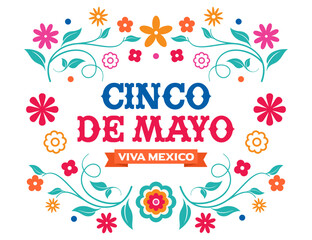 Cinco de Mayo frame border background, pattern, template with Cinco de Mayo text, logo, vector for Cinco de Mayo banner printable, fiesta, party, poster, flyer, card, May 5, federal holiday in Mexico