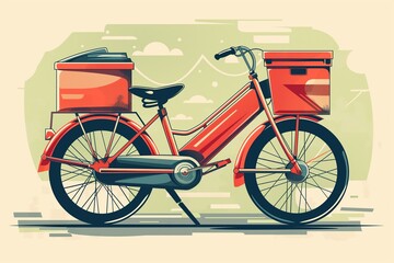 Fototapeta premium delivery bike illustration cartoon-style, delivery man bike background, deliveryman, fast deliveryman illustration