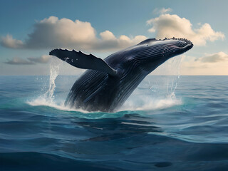 Save the ocean campaign whale swimming in ocean remix media
