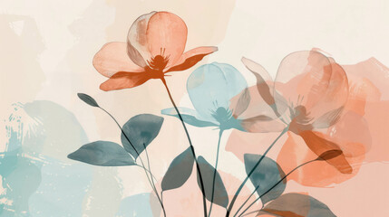 Experience the elegance of the spring plant concept, adorned with fresh flowers on a pastel blue background. Envision the romantic bouquet. Generative AI.