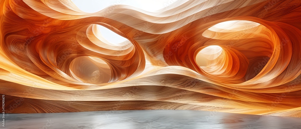 Aufkleber wooden pattern, twisted shape, details of architecture facades, perspective of future building desig