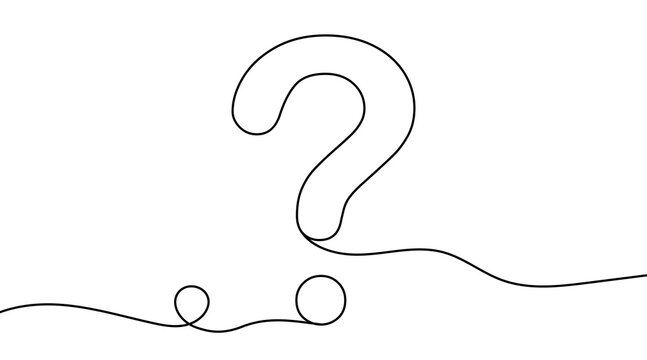 recommend clip art: Question mark linear background. solid line drawing. one continuous line drawing.