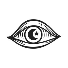 Evil eye. Eye of Providence. Lineart Vector illustration. Magic celestial witchcraft symbol. Masonic symbol. Hand drawn logo or emblem - 792908864