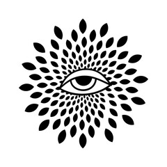 Eye optical illusion. Eye of Providence. Lineart Vector illustration. Magic celestial witchcraft symbol. Masonic symbol. Hand drawn logo or emblem - obrazy, fototapety, plakaty