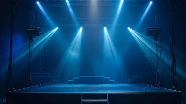 Dramatic Illumination on Stage. Generative AI